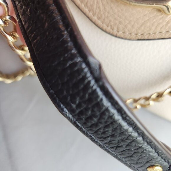 COACH Tammie colorblock shoulder bag crossbody cream and tan with black accent - Picture 7 of 9